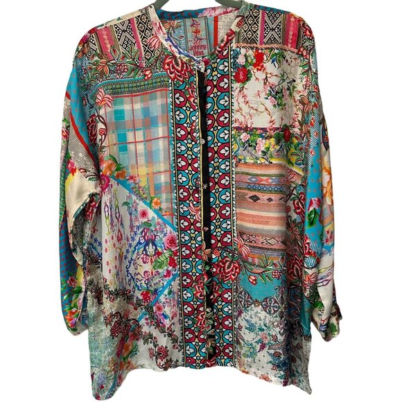 Johnny Was Colorful Floral Pattern Blouse - Picture 3 of 6